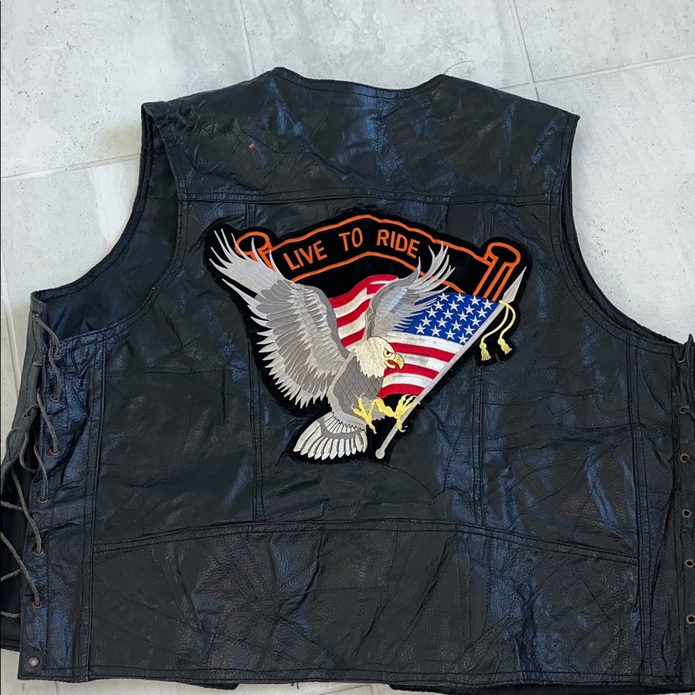 Harley Davidson Men's Black Leather Vest